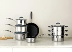 Habitat 5 Piece Stainless Steel With Silicone Rim Pan Set -Home Sales Store 8042785 R Z005C