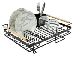 Habitat Wire Dishdrainer - Wood And Black -Home Sales Store 8092010 R Z007A