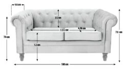 Habitat Chesterfield Velvet 2 Seater Sofa - Blue -Home Sales Store 8817109 R E001