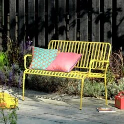 Habitat Indu 2 Seater Metal Bench - Yellow -Home Sales Store 8906474 R Z001C