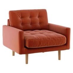 Habitat Fenner Velvet Fabric Armchair - Orange -Home Sales Store 8962982 R Z002A