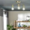 Habitat Rayner Steel 3 Light LED Flush Ceiling Light - Brass -Home Sales Store 9048946 R Z001A