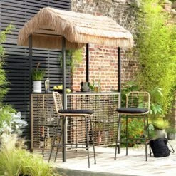 Habitat Beach Bar Gazebo With Stools - Natural -Home Sales Store 9139941 R Z001C