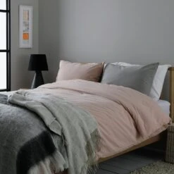 Habitat Washed Plain Pink Fitted Sheet - Double -Home Sales Store 9182369 R Z001C