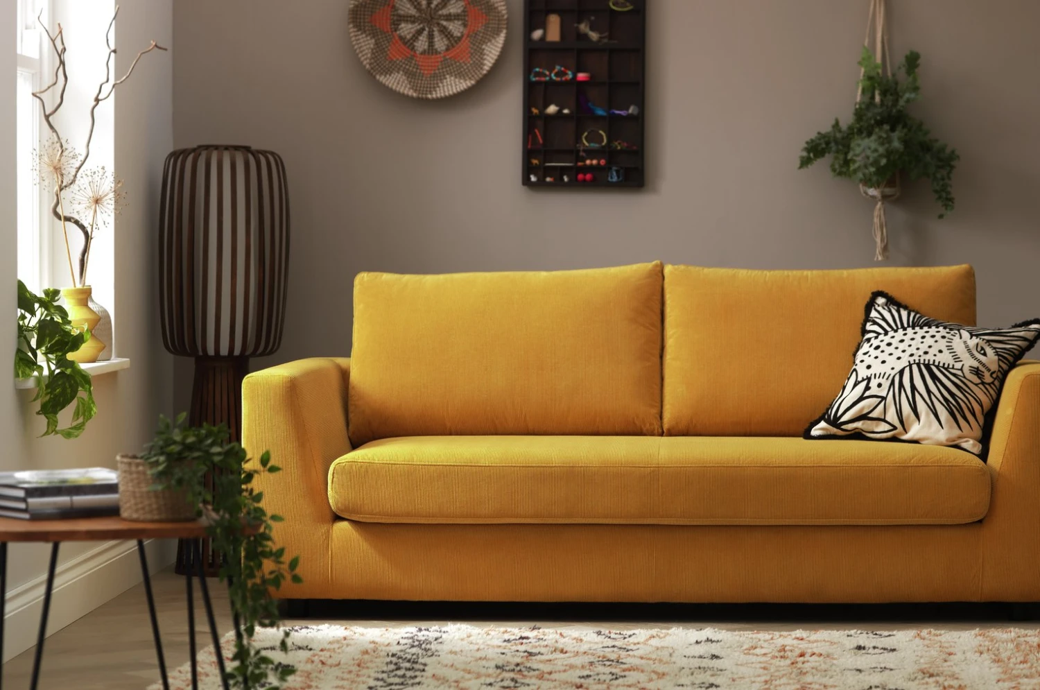 Habitat Brixley Fabric 3 Seater Sofa - Yellow 4 Habitat Brixley Fabric 3 Seater Sofa - Yellow - Image 2