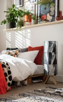 Habitat Whiteleaf Printed Column Floor Lamp - Black & White -Home Sales Store 9201910 R Z002C