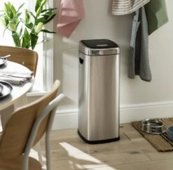 Habitat 30 Litre Square Touch Top Bin - Silver -Home Sales Store 9212569 R Z001C