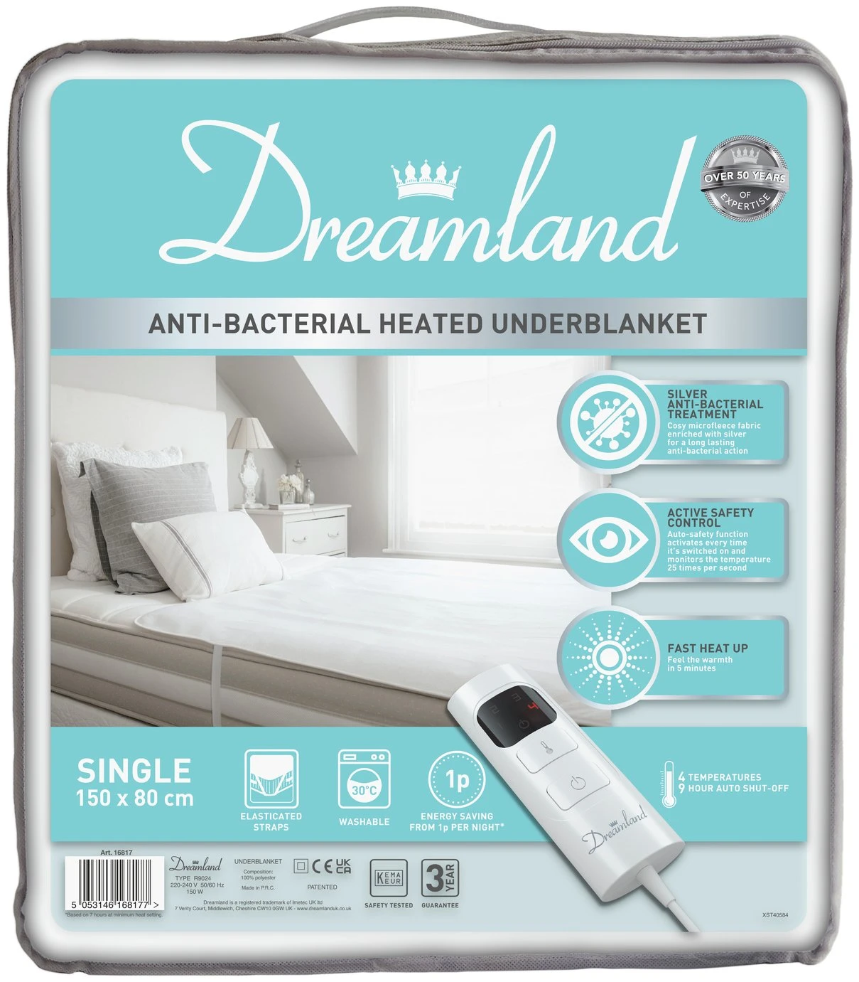 Dreamland Antibacterial Heated Underblanket - Single 3 Dreamland Antibacterial Heated Underblanket - Single