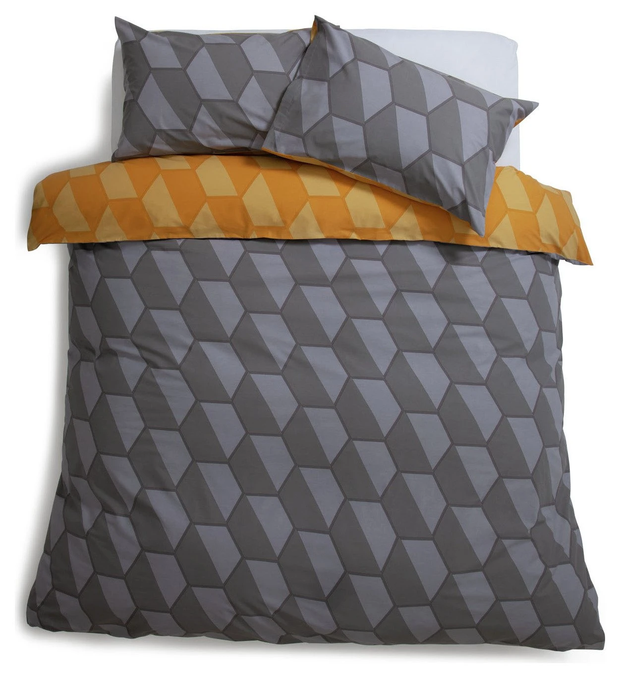 Habitat Industrial Geo Grey Reversible Bedding Set - Single 5 Habitat Industrial Geo Grey Reversible Bedding Set - Single - Image 3