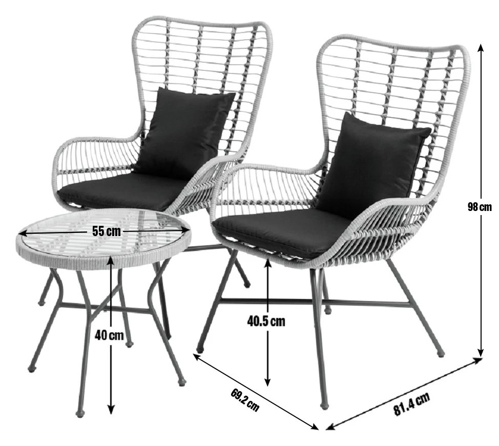 Habitat 2 Seater Bamboo Garden Bistro Set - Natural 5 Habitat 2 Seater Bamboo Garden Bistro Set - Natural - Image 3