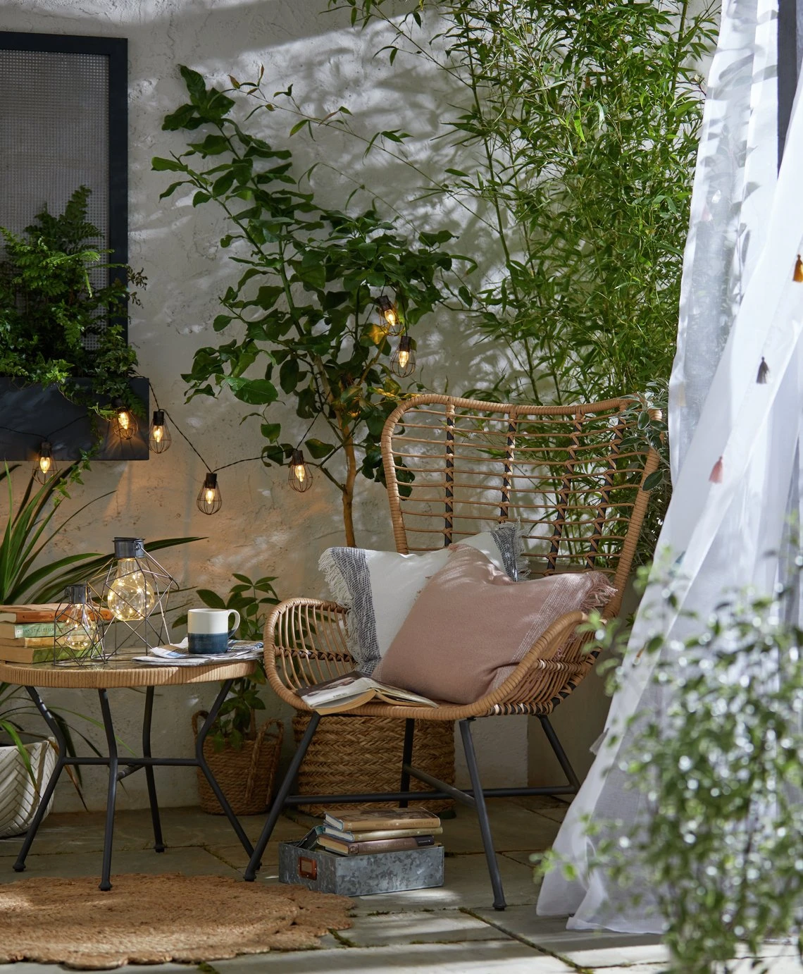 Habitat 2 Seater Bamboo Garden Bistro Set - Natural 13 Habitat 2 Seater Bamboo Garden Bistro Set - Natural - Image 11