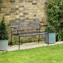 Habitat Indu 2 Seater Metal Bench - Black -Home Sales Store 9380116 R Z001C