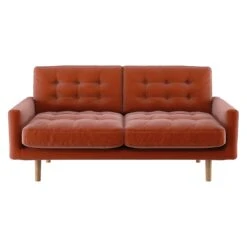 Habitat Fenner Velvet 2 Seater Sofa - Orange