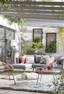 Habitat 5 Seater Rattan Effect Garden Corner Sofa Set - Grey -Home Sales Store 9397673 R Z016C