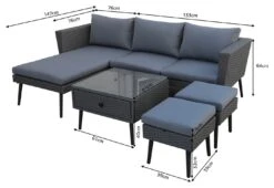 Habitat 5 Seater Rattan Effect Garden Corner Sofa Set - Grey -Home Sales Store 9397673 R Z020A