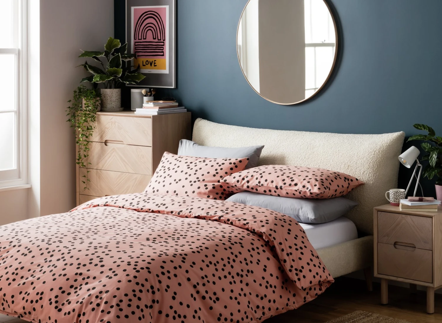 Habitat Cotton Dot Penny Pink & Black Bedding Set - Single 8 Habitat Cotton Dot Penny Pink & Black Bedding Set - Single - Image 6
