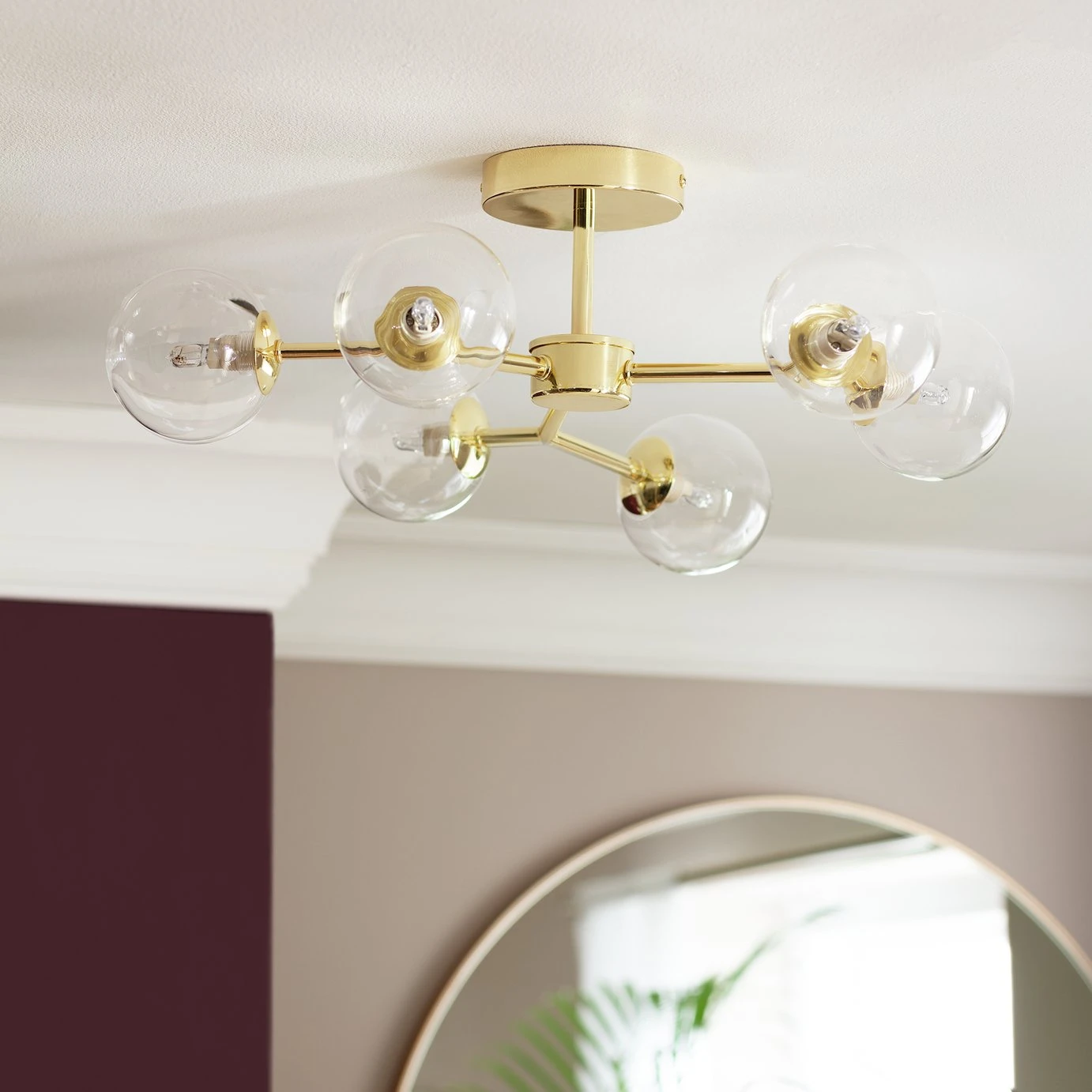 Habitat Molecular 6 Light Metal Flush Ceiling Light - Brass 3 Habitat Molecular 6 Light Metal Flush Ceiling Light - Brass