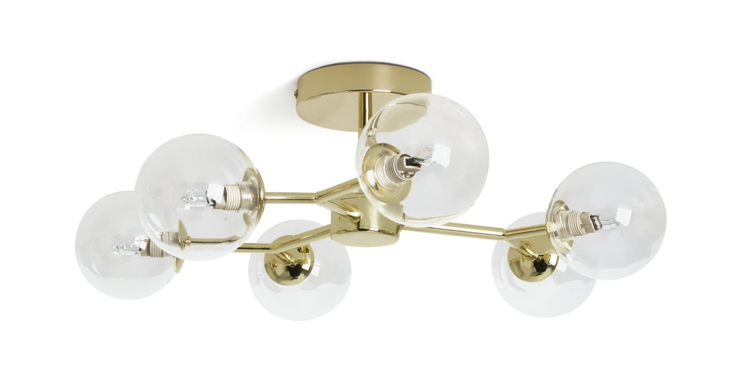 Habitat Molecular 6 Light Metal Flush Ceiling Light - Brass 4 Habitat Molecular 6 Light Metal Flush Ceiling Light - Brass - Image 2