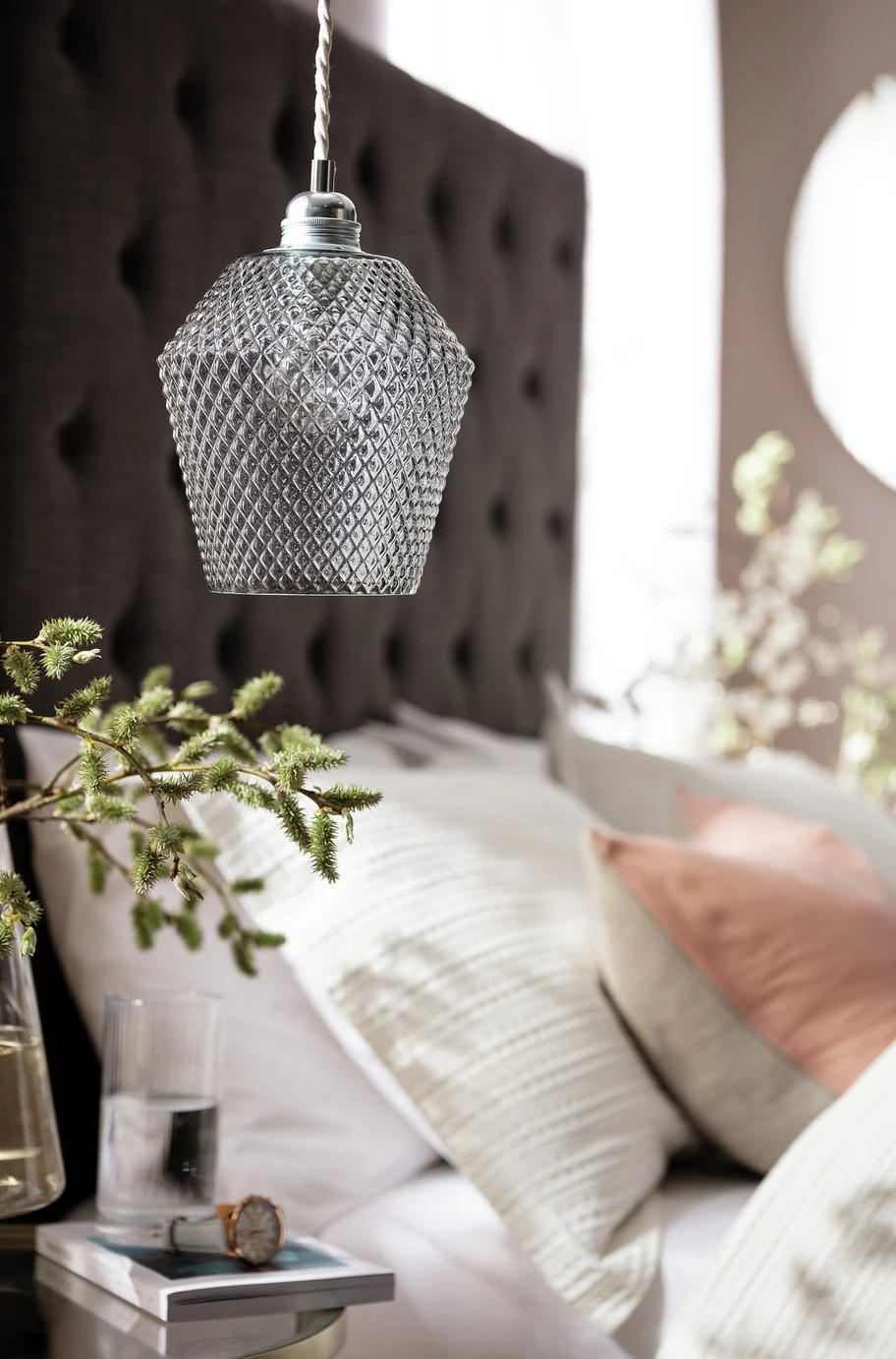 Habitat Nubia Faceted Glass Shade - Smoke Grey 3 Habitat Nubia Faceted Glass Shade - Smoke Grey