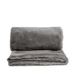 Habitat Faux Fur Plain Throw - Grey - 125x150cm -Home Sales Store 9454365 R Z002A