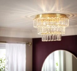 Habitat Presley Glass 3 Tier Flush To Ceiling Light - Brass -Home Sales Store 9462319 R Z002C