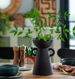 Habitat Large Ceramic Vase With Handles - Black -Home Sales Store 9509131 R Z001C