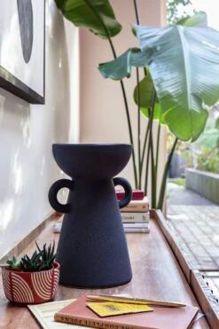 Habitat Large Ceramic Vase With Handles - Black -Home Sales Store 9509131 R Z005C