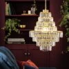 Habitat Presley Glass 8 Tier Chandelier - Brass -Home Sales Store 9514449 R Z001A