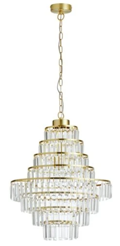 Habitat Presley Glass 8 Tier Chandelier - Brass -Home Sales Store 9514449 R Z001C