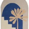 Habitat Arch Palm Wool Rug - Cream & Blue - 120x170cm -Home Sales Store 9516344 R Z001A