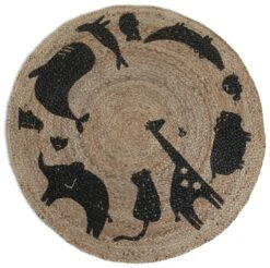 Habitat Kids Animal Abstract Jute Circle Rug - Natural