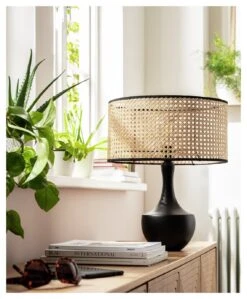 Habitat Ashi Rattan 40cm Shade - Natural & Black -Home Sales Store 9519602 R Z001C