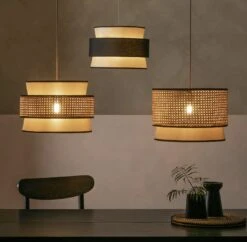 Habitat Ashi Rattan 40cm Shade - Natural & Black -Home Sales Store 9519602 R Z002C