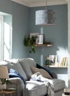 Habitat Country Floral Printed 30cm Drum Shade - Grey -Home Sales Store 9521322 R Z003C