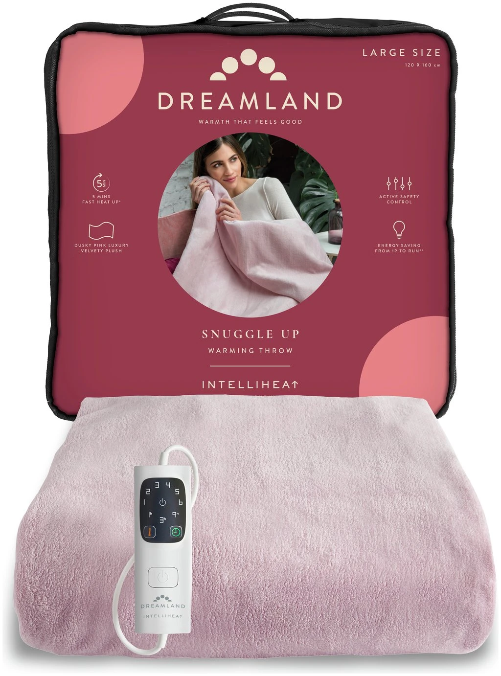 Dreamland Snuggle Up Pink Heated Throw - Large 9 Dreamland Snuggle Up Pink Heated Throw - Large - Image 7