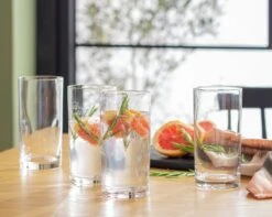 Habitat Clear Pinched Set Of 4 Hi Ball Glasses -Home Sales Store 9535260 R Z001C