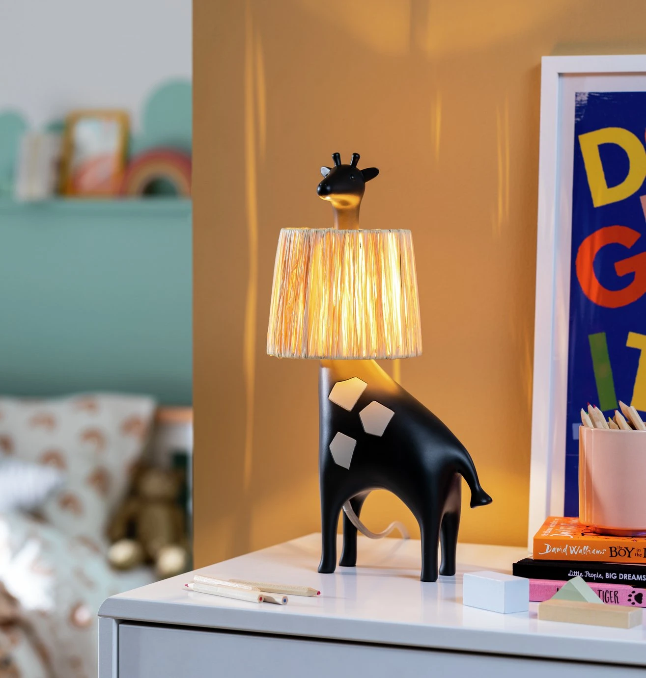 Habitat Kids Giraffe Rattan Table Lamp - Black 3 Habitat Kids Giraffe Rattan Table Lamp - Black
