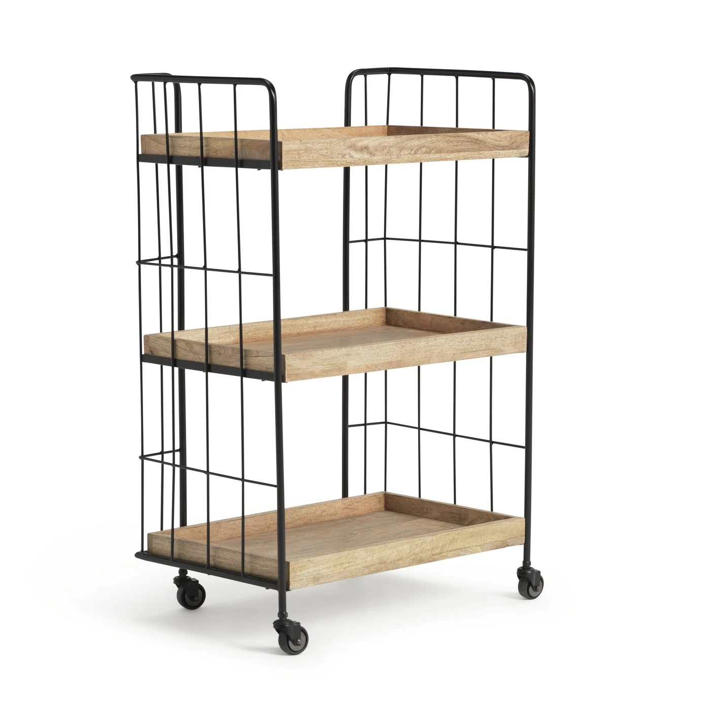 Habitat Kai Wood Drinks Trolley - Black & Mango 3 Habitat Kai Wood Drinks Trolley - Black & Mango