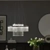 Habitat Yang 2 Tier LED Glass Chandelier - Chrome -Home Sales Store 9584448 R Z001A