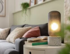 Habitat Rallie Smoked Glass Terrazzo Table Lamp – Grey -Home Sales Store 9595396 R Z002C