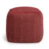 Kaikoo Durrie Cotton Footstool - Red & White -Home Sales Store 9604139 R Z001A