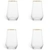 Habitat Set Of 4 Gold Rim Hi Ball Glasses -Home Sales Store 9608018 R Z001A