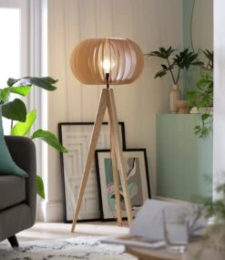 Habitat Achille Ash Wooden Tripod Floor Lamp - Oak -Home Sales Store 9615489 R Z002C