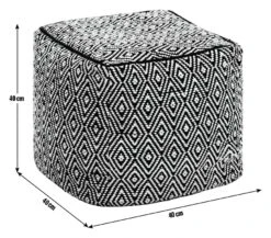Kaikoo Durrie Cotton Footstool - Black & White 8 Kaikoo Durrie Cotton Footstool - Black & White -Home Sales Store 9619753 R E001