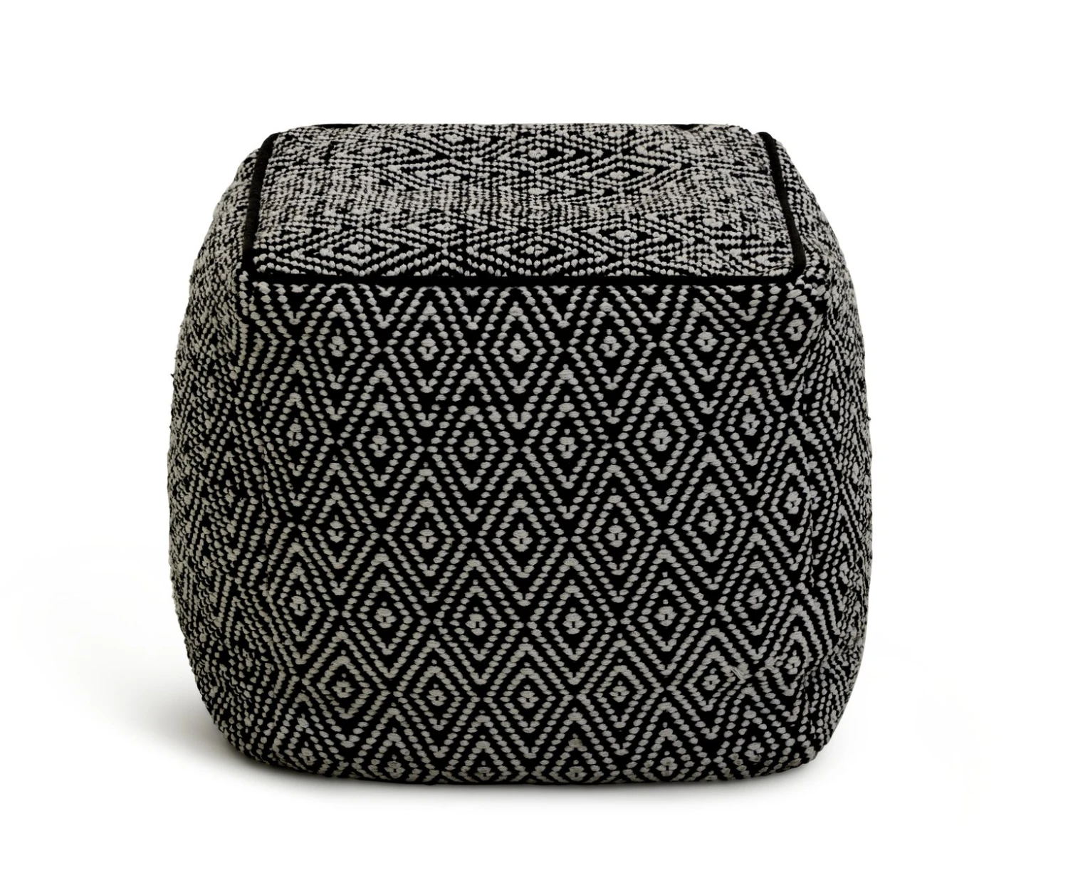Kaikoo Durrie Cotton Footstool - Black & White 3 Kaikoo Durrie Cotton Footstool - Black & White