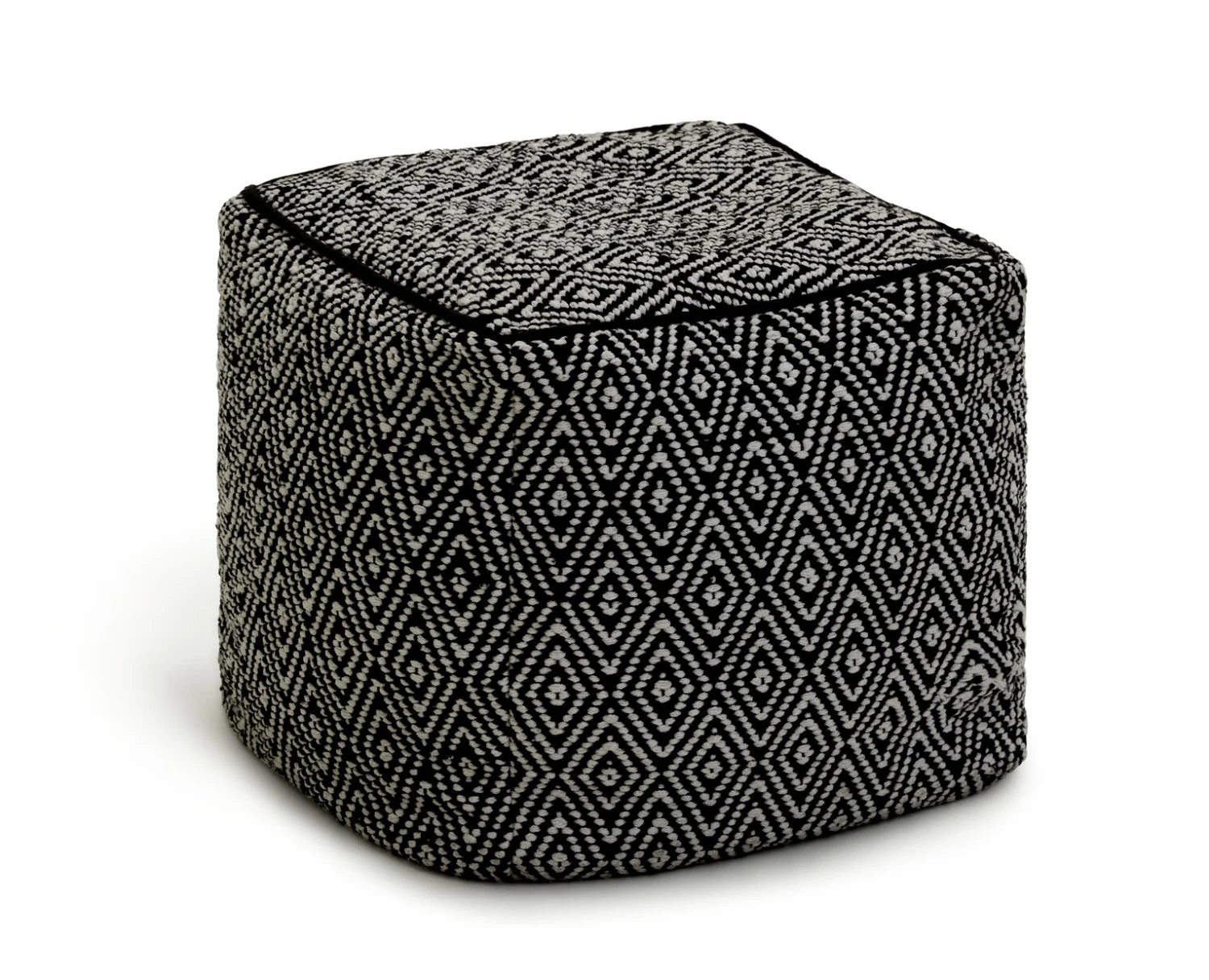 Kaikoo Durrie Cotton Footstool - Black & White 6 Kaikoo Durrie Cotton Footstool - Black & White - Image 4